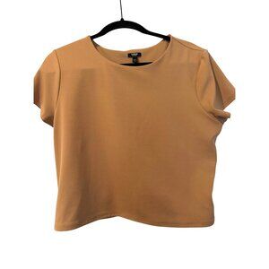 Express Body Contour Camel Tan Short Sleeve Cropped Top XL Polyester Spandex Ble